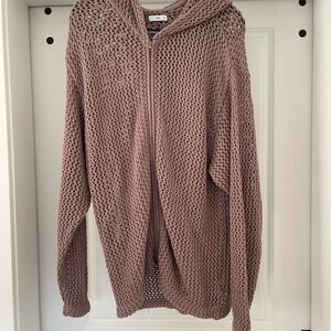 TNA Taupe Knit Hooded Sweater